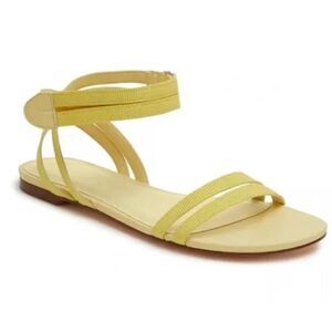 Rebecca Allen The Flat Two Strap Sandals Size‎ 7 Citron Yellow Open Toe